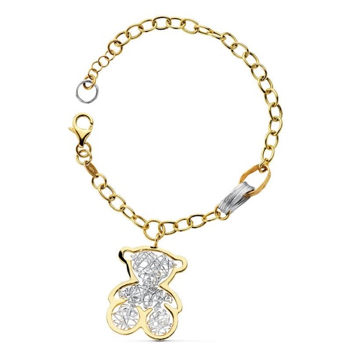 [P21000115] 18K PULSERA BICOLOR OSO 21.5CM