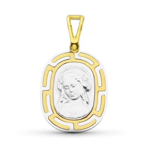 [P21000118] 18K MEDALLA ORO BICOLOR VIRGEN NIÑA 22X16 MM