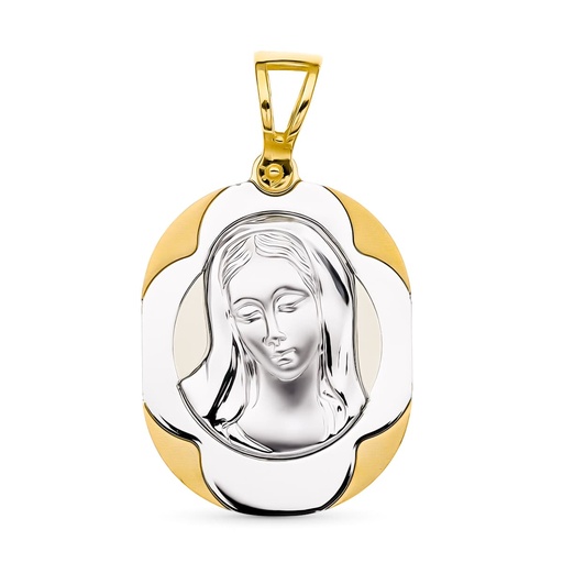 [P21000120] 18K MEDALLA ORO BICOLOR VIRGEN NIÑA 24X17 MM