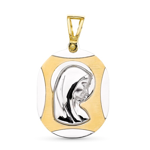 [P21000121] 18K MEDALLA ORO BICOLOR VIRGEN NIÑA 24X17 MM