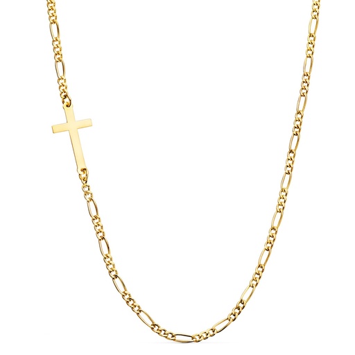 [P21000167] 18K GARGANTILLA ORO AMARILLO CON CRUZ Y CADENA CARTIER LARGO: 42CM