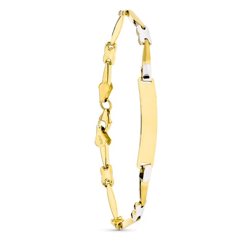 [P21000170] 18K ESCLAVA ORO BICOLOR MATE Y BRILLO 18 CM