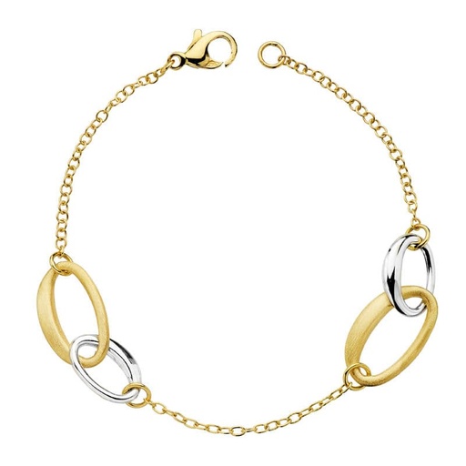 [P21000189] 18K PULSERA HUECA BICOLOR 19 CM