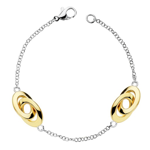 [P21000190] 18K PULSERA HUECA BICOLOR 19 CM