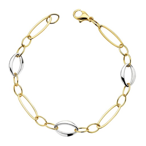 [P21000194] 18K PULSERA HUECA BICOLOR 19 CM