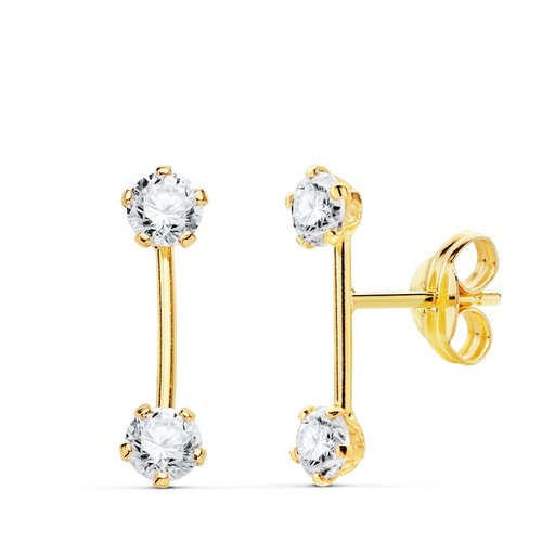 [P21020] 18K PENDIENTES CIRCONITAS BARRA 13X3MM