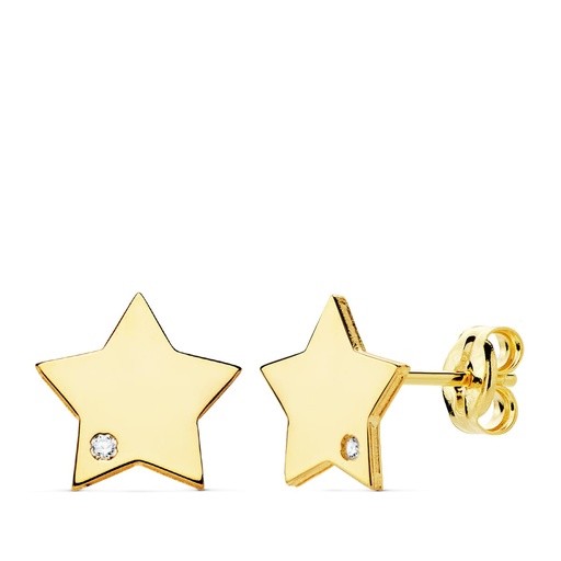 [P21030] 18K PENDIENTES ESTRELLA CIRCONITAS 8X8 MM