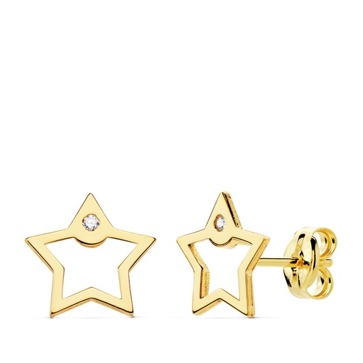 [P21043] 18K PENDIENTES ESTRELLAS CIRCONITAS 8X8 MM