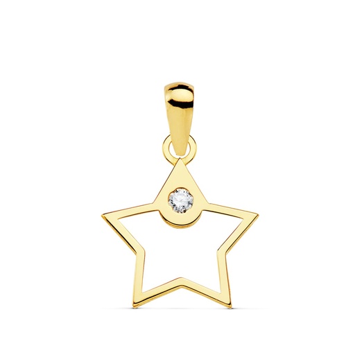 [P21043-5] 18K COLGANTE ESTRELLA CIRCONITA 12X12 MM