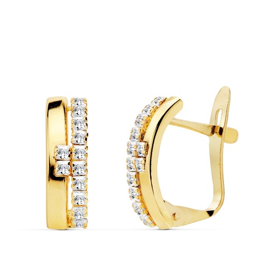 [P21068] 18K PENDIENTES BANDAS CIRCONITAS 14X4.5 MM