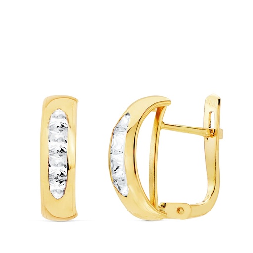 [P21077-OA] 18K PENDIENTES BANDA CIRCONITAS 13.5X5 MM