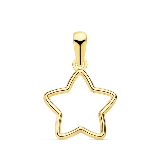 [P21078-5] 18K COLGANTE ORO AMARILLO ESTRELLA CERCO LISO 12.5X12.5 MM