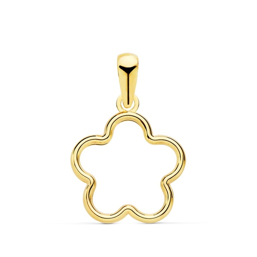 [P21079-5] 18K COLGANTE ORO AMARILLO FLOR CERCO LISO 12X12 MM
