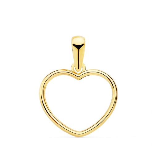 [P21080-5] 18K COLGANTE ORO AMARILLO CORAZON CERCO LISO 13X12 MM