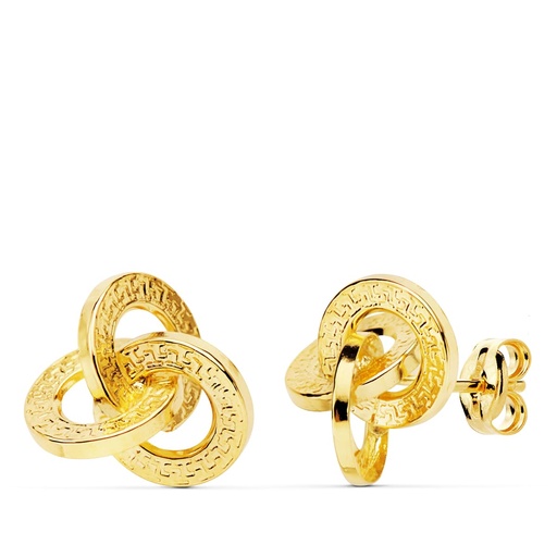 [P21097] 18K PENDIENTES NUDO ORO AMARILLO 12X12 MM PRESION