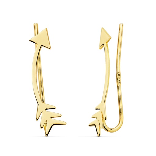 [P21121] 18K PENDIENTES ORO AMARILLO TREPADORES FLECHA 18X4 MM