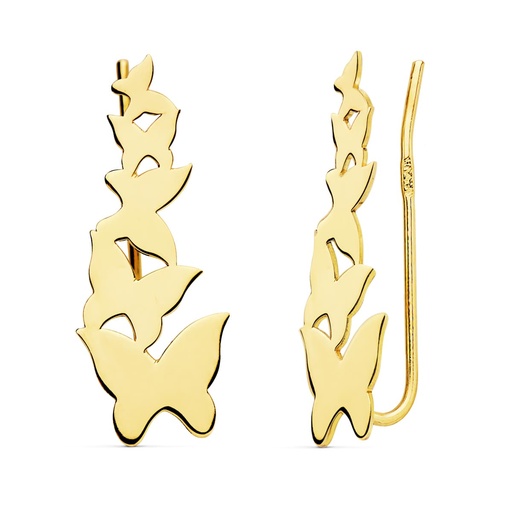 [P21124] 18K PENDIENTES TREPADORES MARIPOSAS 22X9 MM
