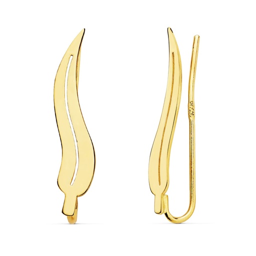 [P21126] 18K PENDIENTES TREPADORES HOJA 21X5 MM