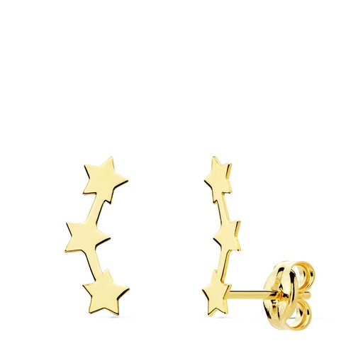 [P21127] 18K PENDIENTES TREPADORES 12X3 MM ESTRELLAS