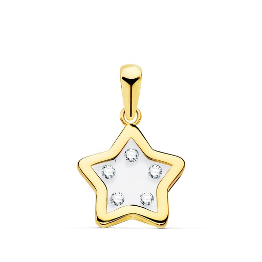 [P21142-5] COLGANTE ORO AMARILLO ESTRELLA AIRSHINE TRANSPARENTE CON CIRCONITAS 11X11 MM