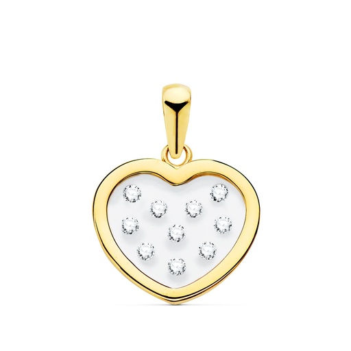 [P21143-5] COLGANTE ORO AMARILLO CORAZON AIRSHINE TRANSPARENTE CON CIRCONITAS 14X12 MM