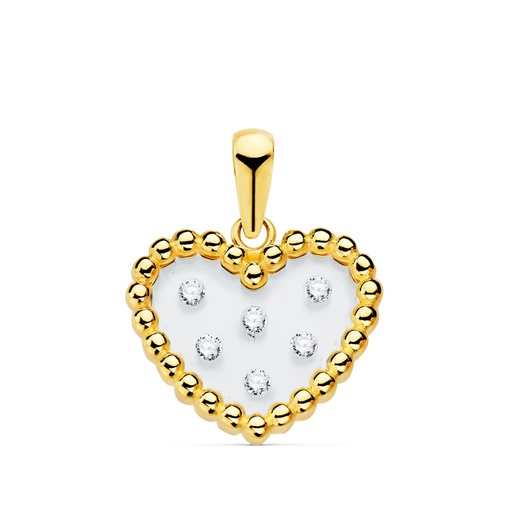 [P21144-5] COLGANTE ORO AMARILLO CORAZON AIRSHINE TRANSPARENTE CON CIRCONITAS 14X12 MM