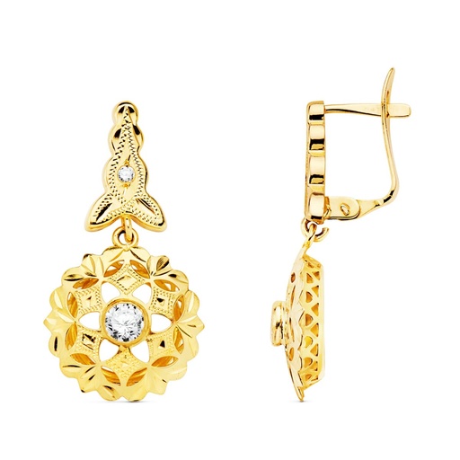 [P21207] 18K PENDIENTES ORO AMARILLO CUBANAS CATALAN 22X14 MM