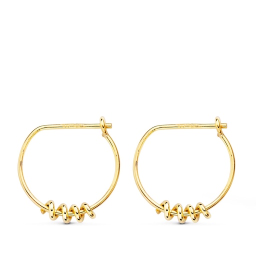 [P21209] 18K AROS ORO AMARILLO 13 MM MOTIVO MUELLE