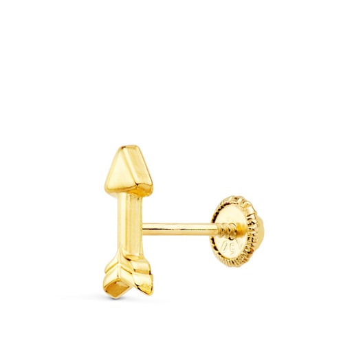 [P21210] 18K PIERCING OREJA ORO AMARILLO FLECHA LISA 9X3.5 MM