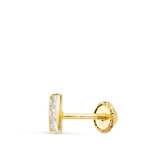 [P21212] 18K PIERCING OREJA ORO AMARILLO BARRITA CIRCONITA BOCEL 5X2 MM