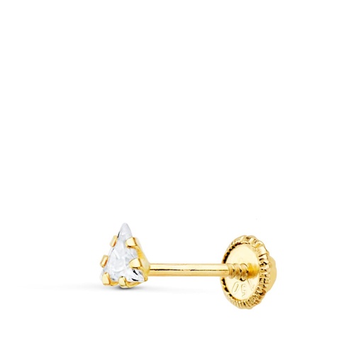 [P21213] 18K PIERCING OREJA ORO AMARILLO TRIANGULO CIRCONITA GARRAS 3X3 MM