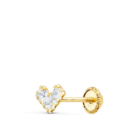 [P21214] 18K PIERCING OREJA ORO AMARILLO TRIANGULO 3 CIRCONITAS GARRAS 6X4 MM 3 UNID. MIN