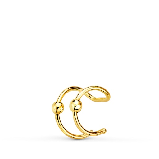[P21219] 18K PENDIENTES EAR CUFF CARTILAGO OREJA ORO AMARILLO BOLITAS. 8 MM
