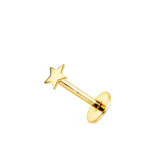 [P21222] 18K PIERCING OREJA ORO AMARILLO ESTRELLA LISA 3.5X3.5 MM