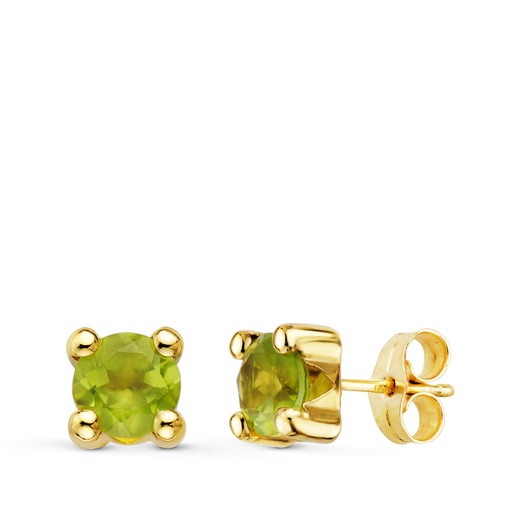 [P21228] 18K PENDIENTES GARRA ORO AMARILLO OLIVINA 1.86 QT PRESION