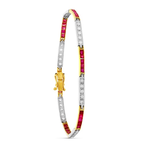 [P2123] 18K PULSERA ORO BICOLOR RIGIDA CIRCONITAS