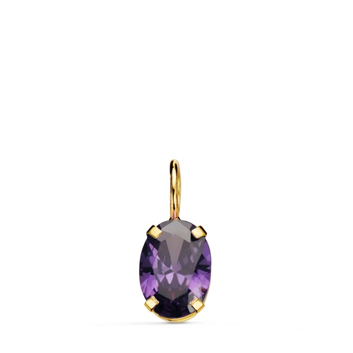 [P21289-5AT] 18K COLGANTE ORO AMARILLO OVAL PIEDRA COLOR AMATISTA 7 X 5 MM.