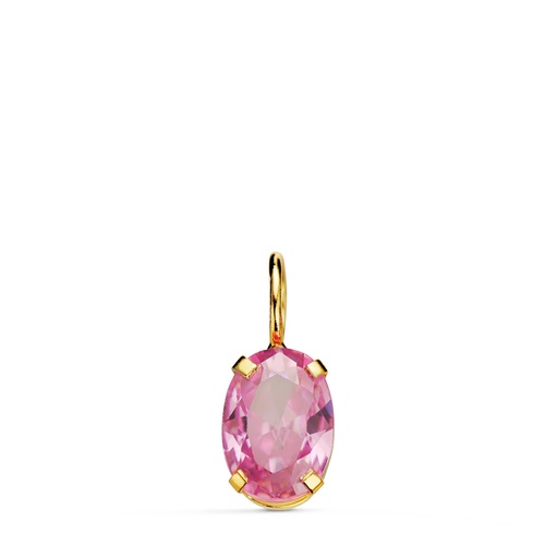 [P21289-5RS] 18K COLGANTE ORO AMARILLO OVAL PIEDRA ROSA 7 X 5 MM.