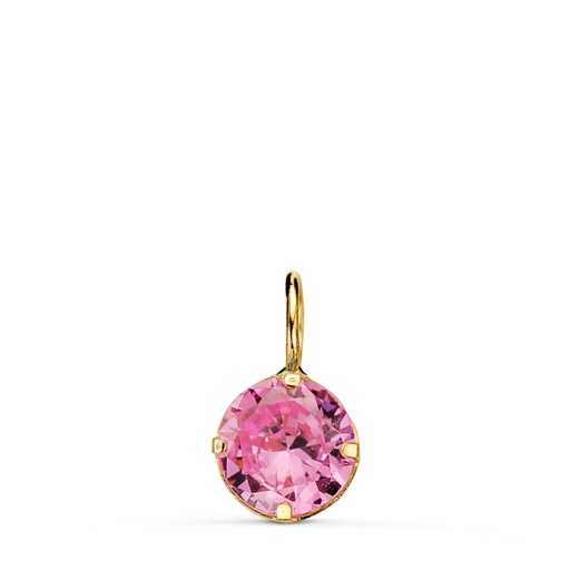 [P21290-5RS] 18K COLGANTE ORO AMARILLO REDONDO CON PIEDRA ROSA 6 MM.