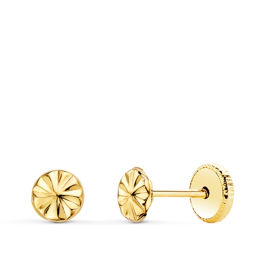 [P21314] 18K PENDIENTES ORO AMARILLO REDONDOS 4.5 X 4.5 MM CIERRE TUERCA