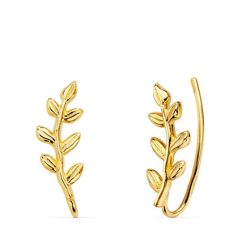 [P21323] 18K PENDIENTES ORO AMARILLO TREPADORES RAMA. 14 X 4 MM