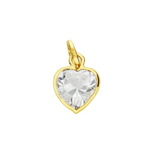 [P2135] 18K COLGANTE ORO AMARILLO CORAZON CIRCONITA 10X7 MM