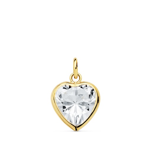 [P2153] 18K COLGANTE ORO AMARILLO CORAZON CIRCONITA 10X10 MM