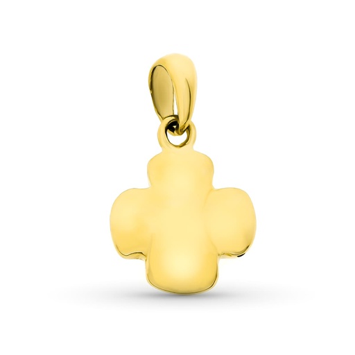 [P2186] 18K CRUZ ORO AMARILLO HUECA MATE Y BRILLO 18X14 MM