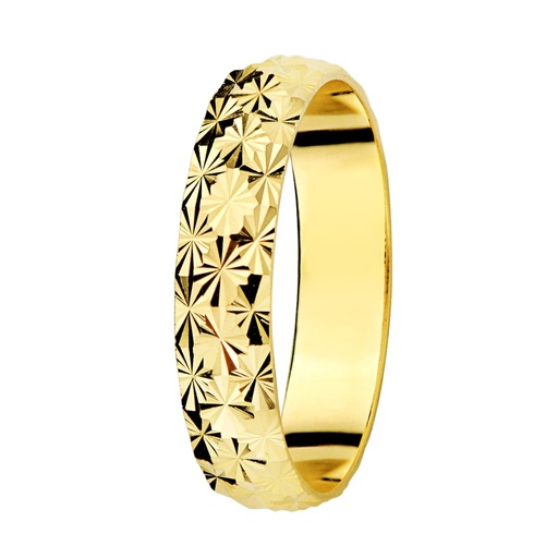 [P22000001] 18K ALIANZA ORO AMARILLO DIAMANTADA 4 MM