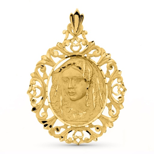 [P22000028] 18K MEDALLA VIRGEN DE LA MACARENA CERCO 52X42 MM