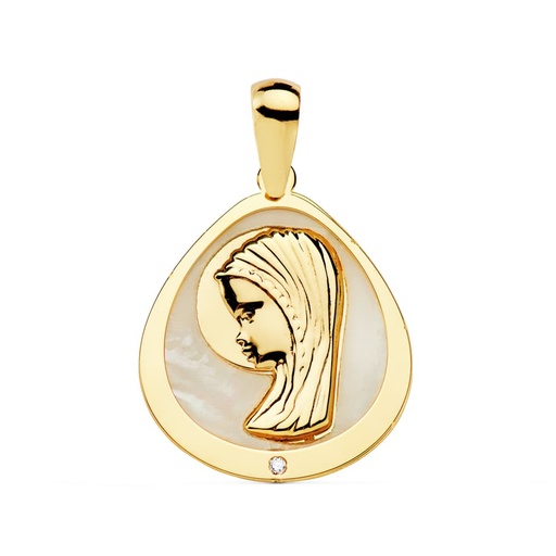 [P22002] 18K MEDALLA VIRGEN NIÑA NACAR 18X16 MM