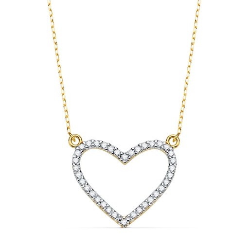 [P22021] 18K COLGANTE BICOLOR CORAZON 18X15 MM CADENA FORZADA 43+2 CM