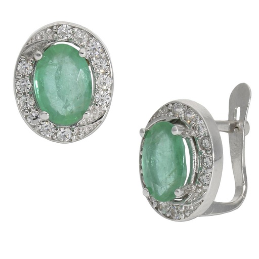 [P1248] Pendientes oro blanco 18 kt esmeraldas finas