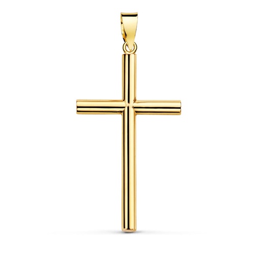 [P22078] 18K CRUZ ORO AMARILLO PALO LISO HUECO 29X17X2.2 MM